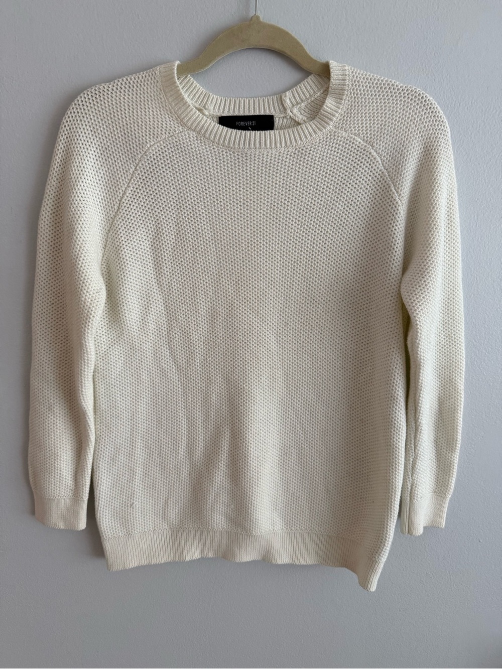 Forever 21 Cream Knit Crewneck Sweater Size S